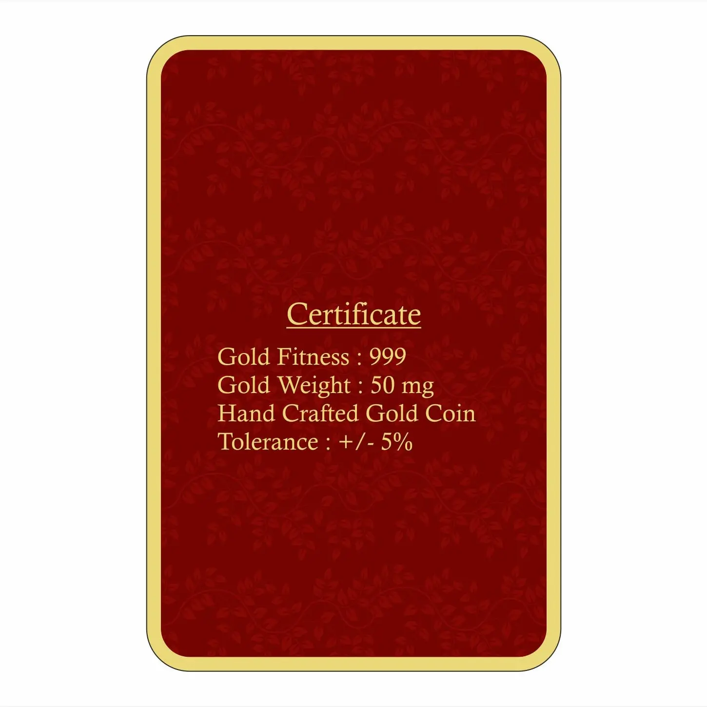 50 Mg Gold Coin Dagduseth Square Packing