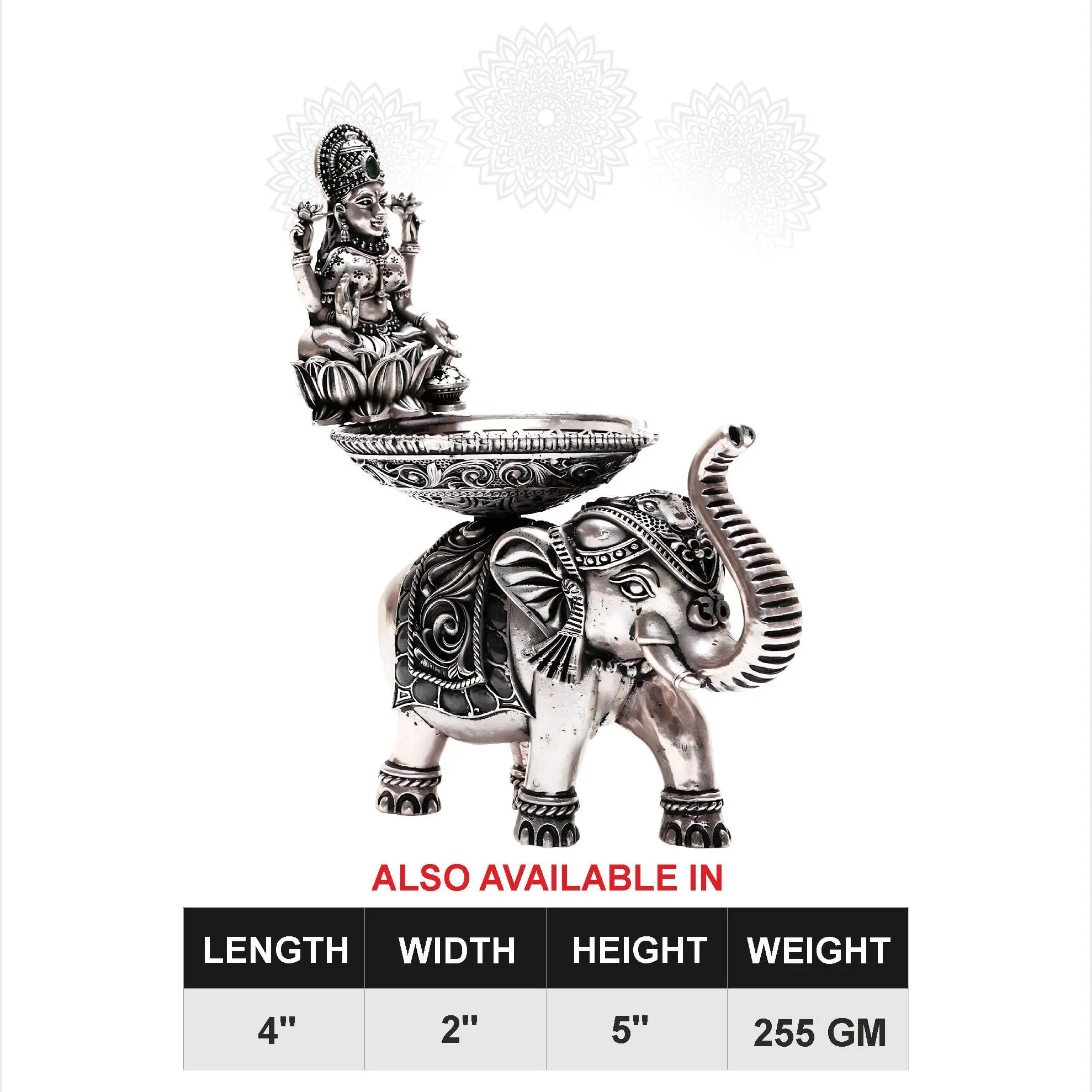 Lakshmi Deepam Elephant Stand With Ruby Stone