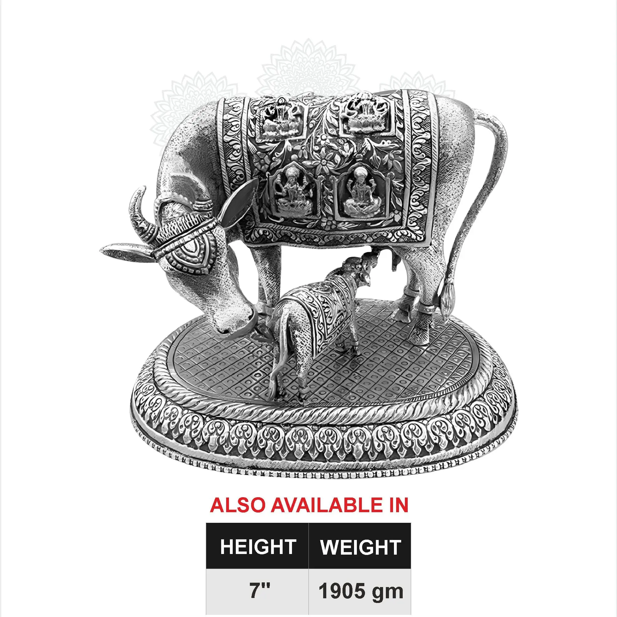 Astalakshmi Nakash Cow  Calf With Round Stand