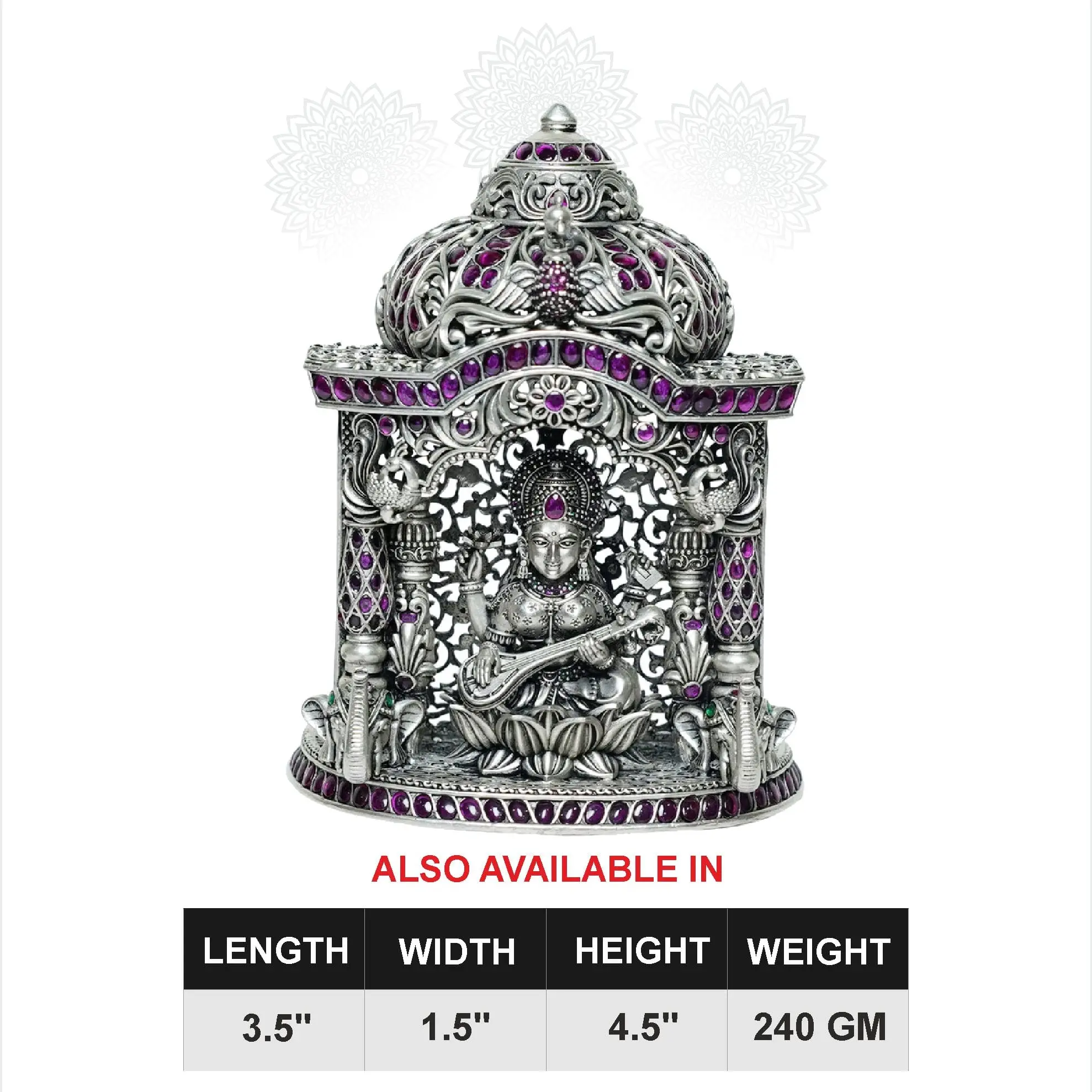 Sarswati With Temple  Ruby Stone