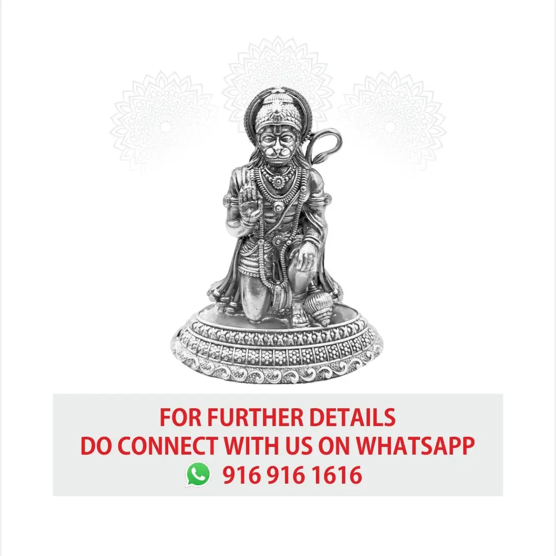 Sitting Hanuman Silver Idol