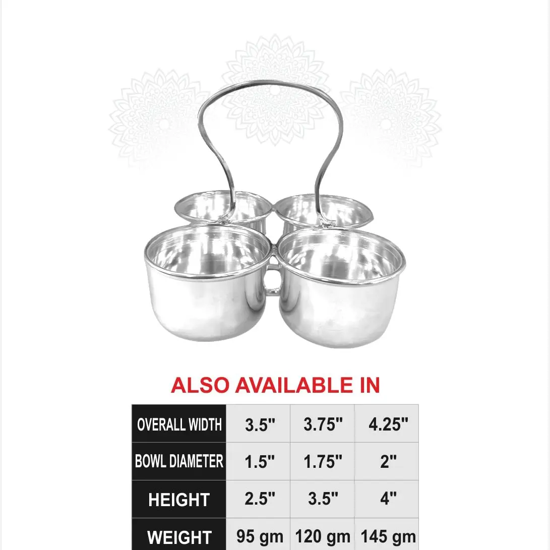 Plain Panchpali 4 Bowl Silver Idol