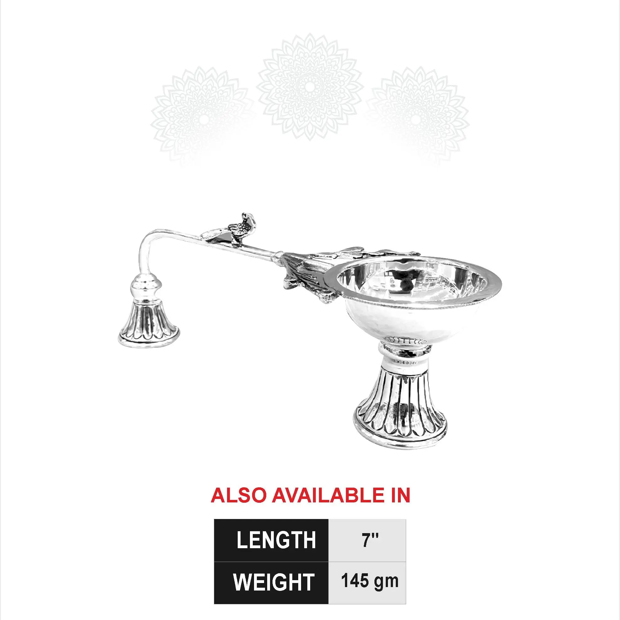 Silver Peacock Nakash Round Aarti Stand