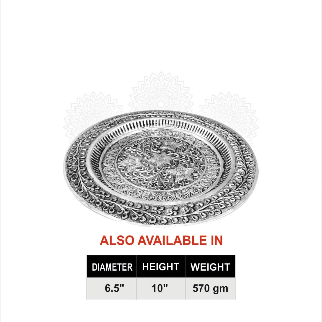 Flower Nakash Round Pooja Plate