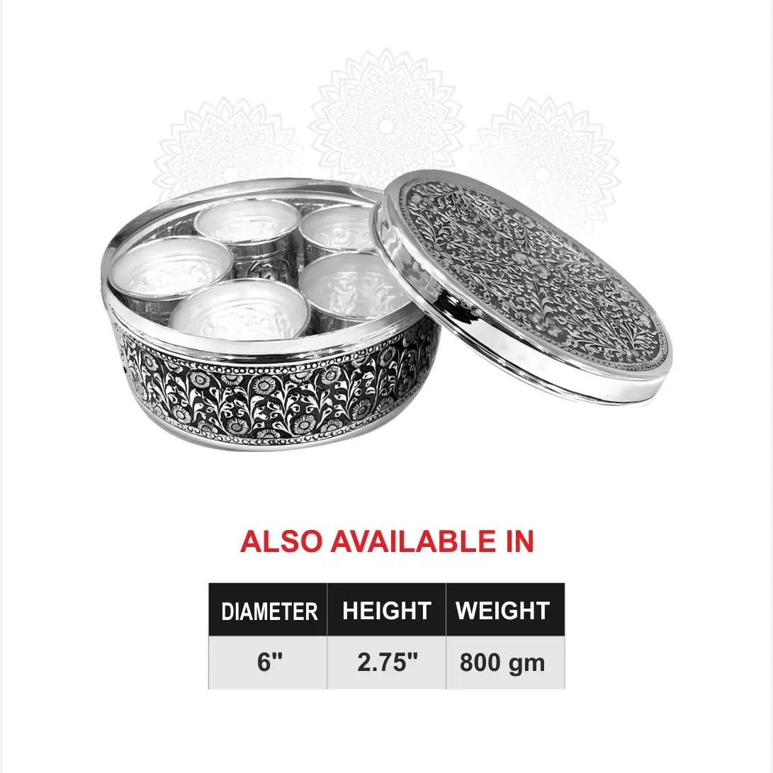 Nakash 5 Bowl Pooja Box Silver Idol