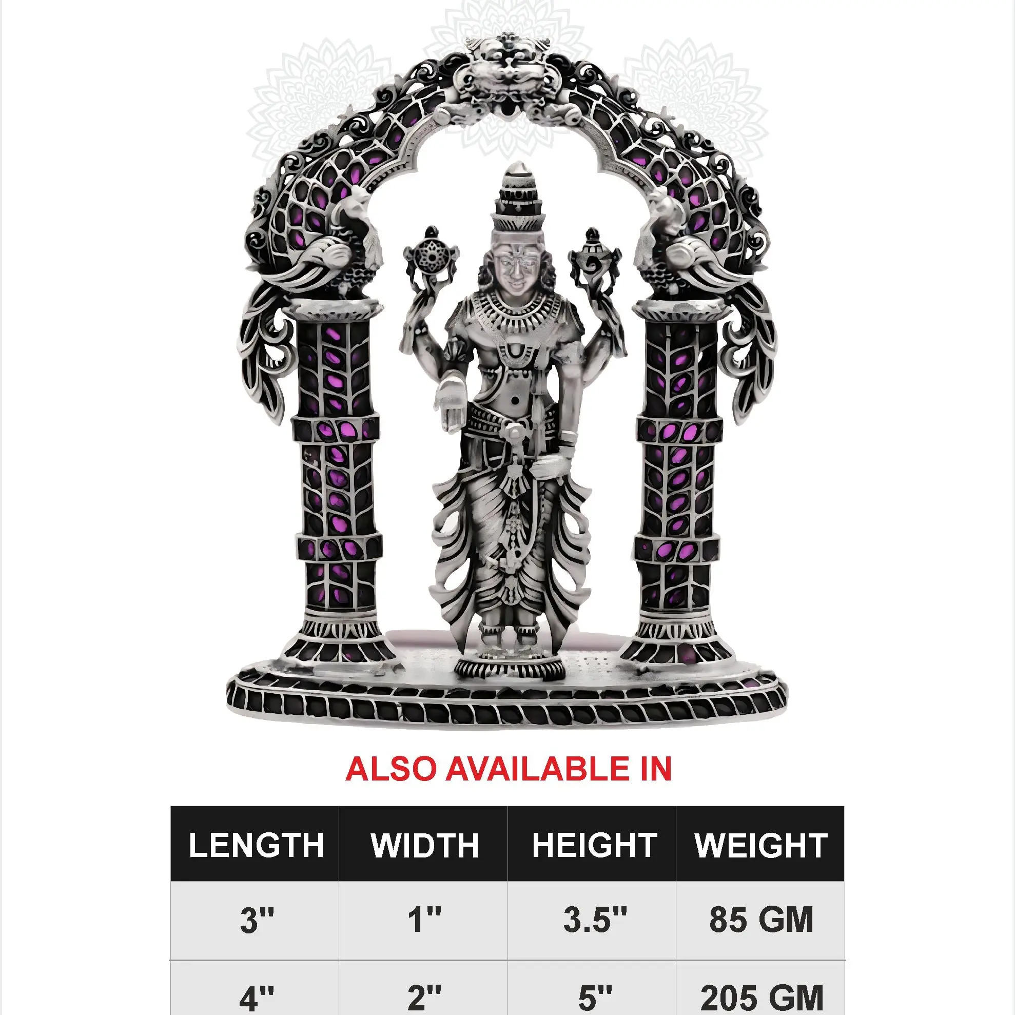 Balaji With Peacock Nakash Arch Ruby Stone