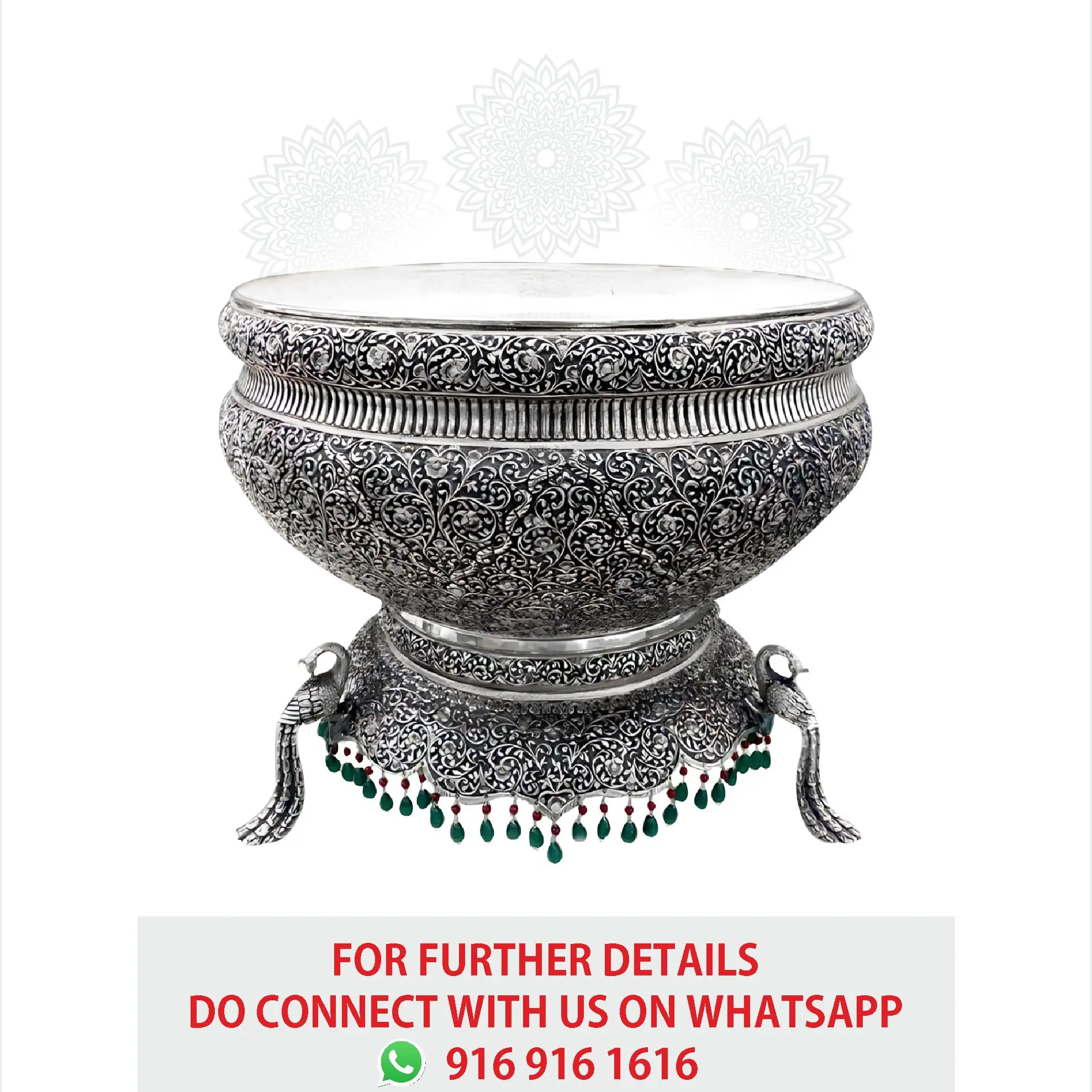 Peacock Nakash With Green Stone Urali