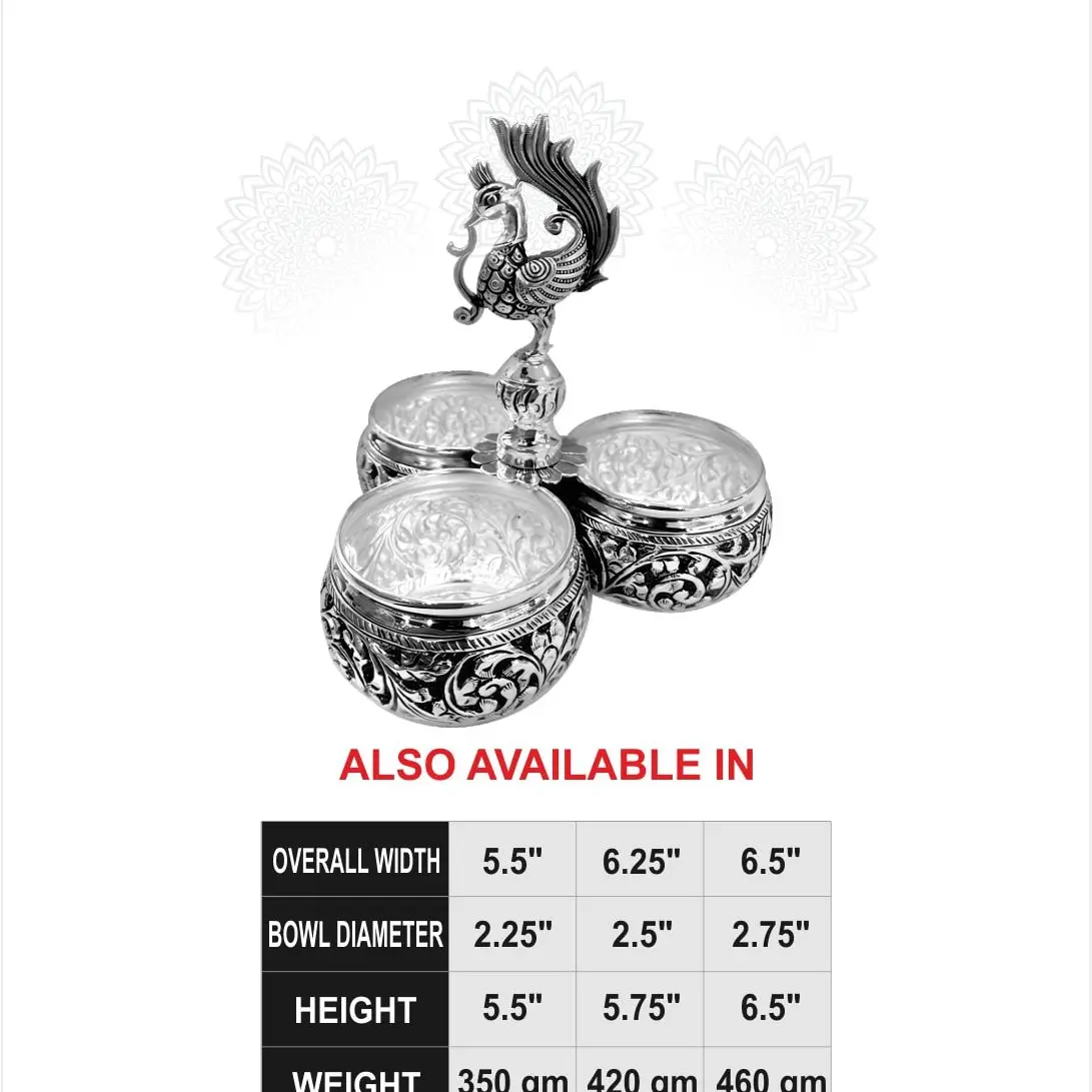 Nakash Panchpali 3 Bowl Without Stand Silver Idol
