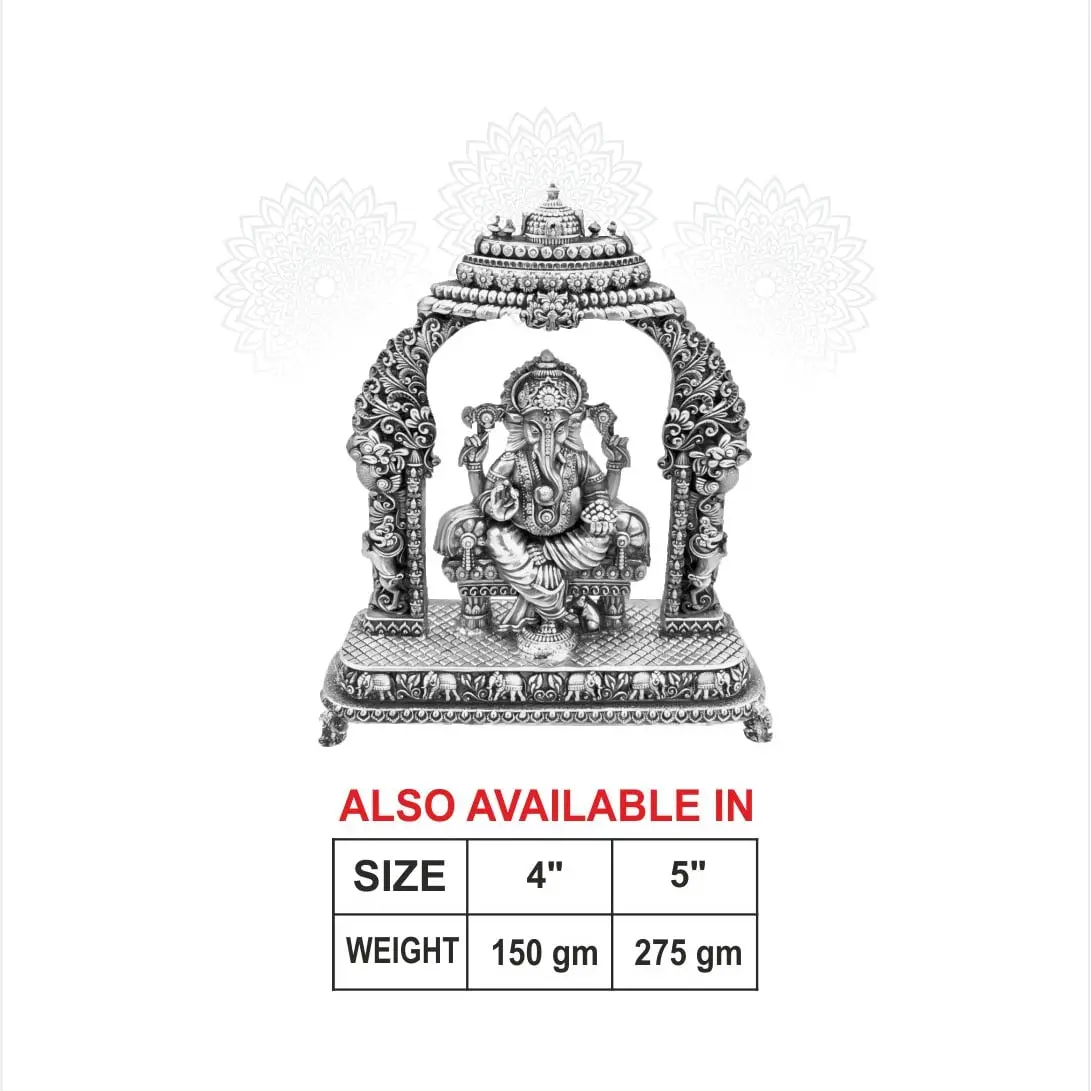 2 D Arch Pitam Ganesh Silver Idol
