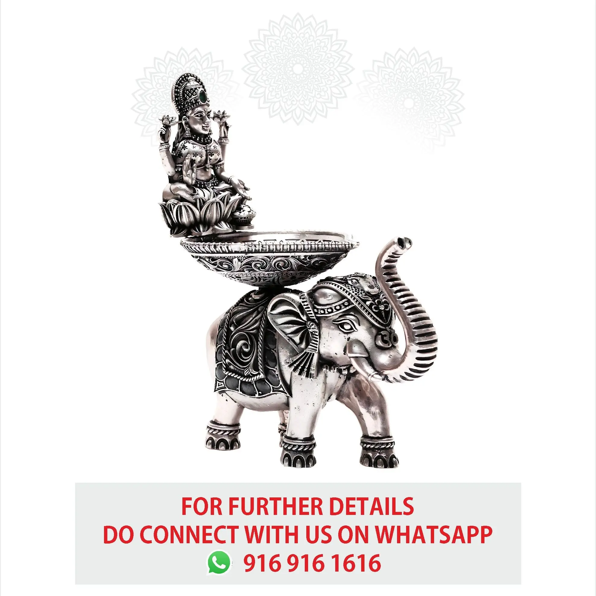 Lakshmi Deepam Elephant Stand With Ruby Stone