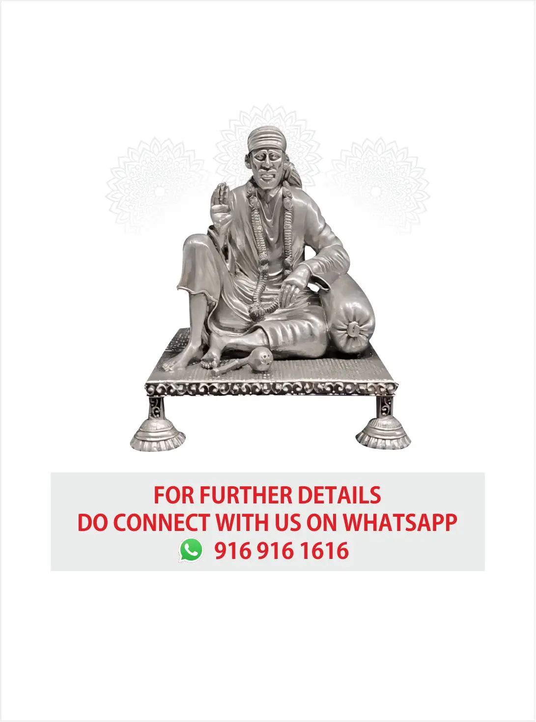 3 D Pitam Sai Baba Silver Idol