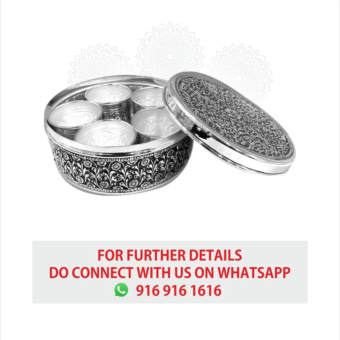Nakash 5 Bowl Pooja Box Silver Idol