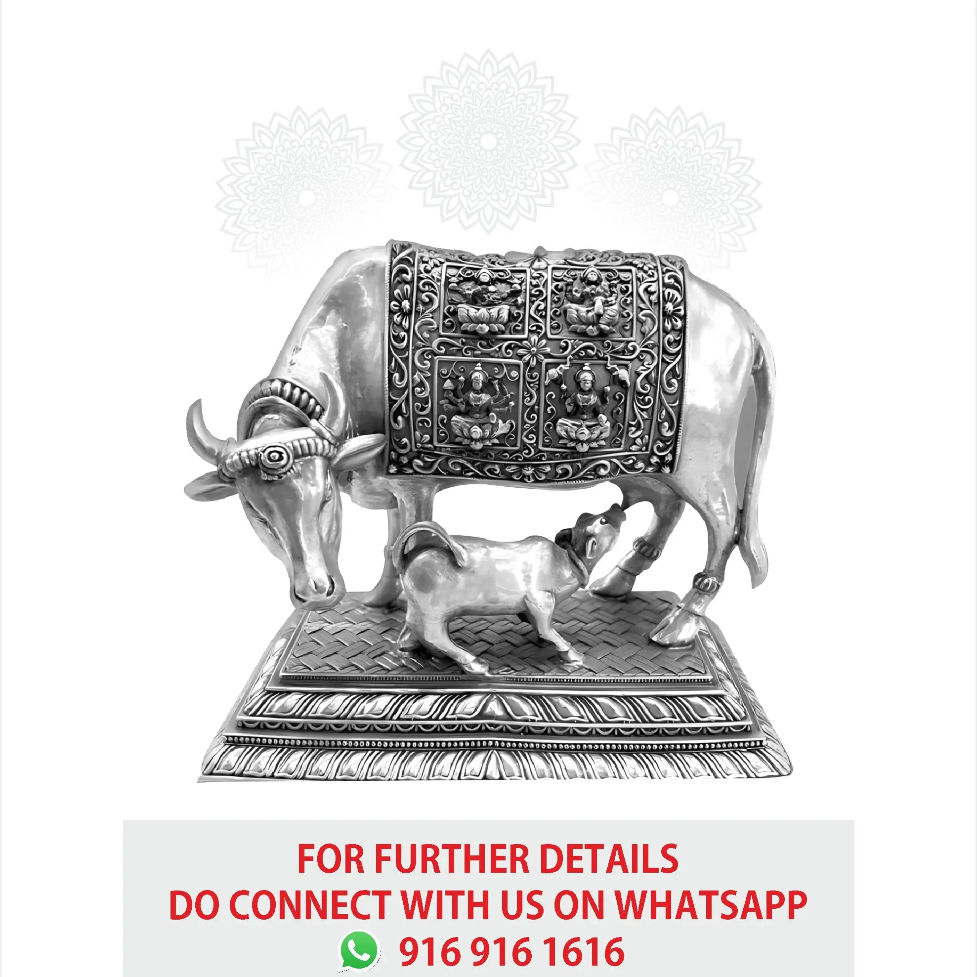 Astalakshmi Nakash Cow  Calf With Stand
