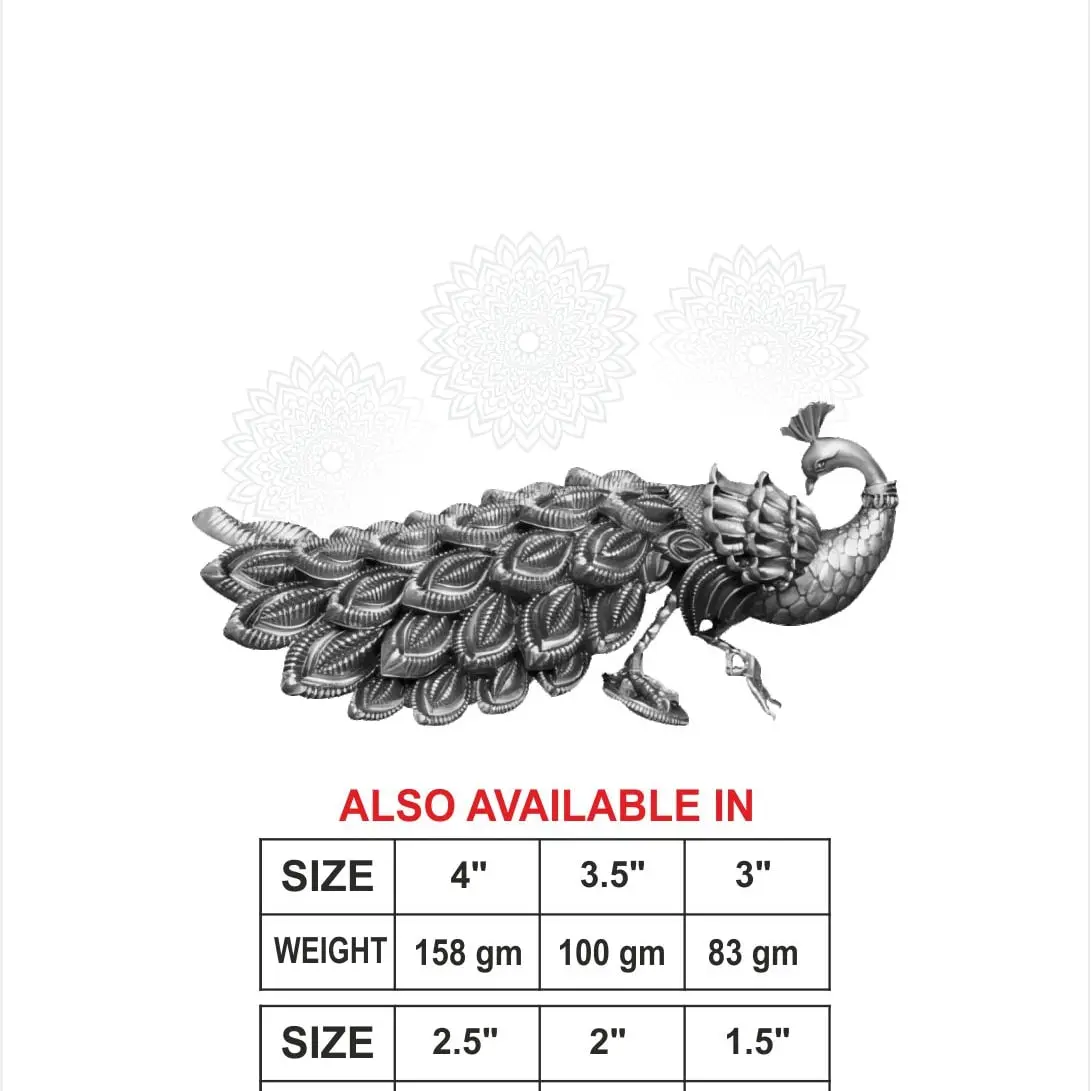 3 D Decorative Peacock Silver Idol
