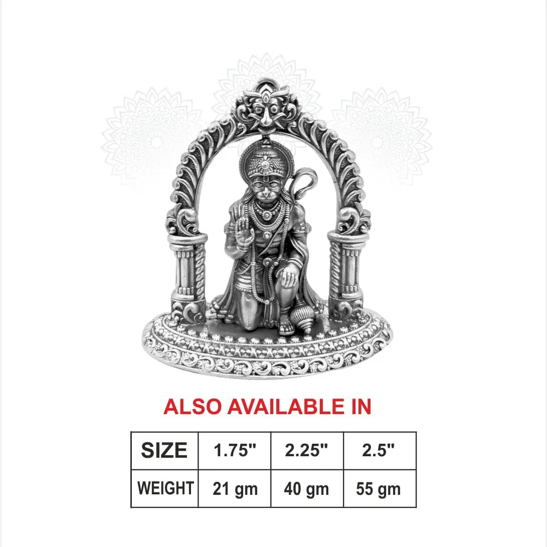 Sitting Arch Hanuman Silver Idol