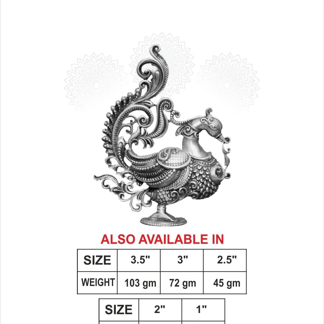 3 D Handmade Peacock Silver Idol