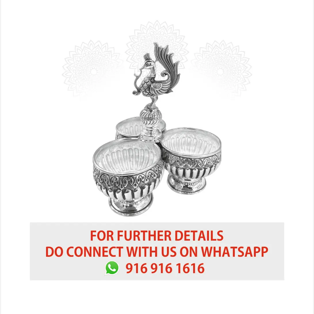 Nakash Panchpali 3 Bowl With Stand Silver Idol
