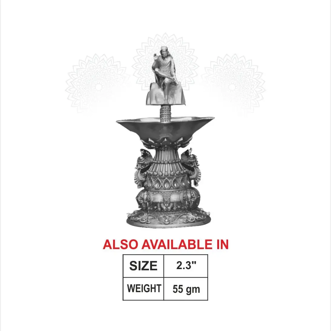 3 D Sai Baba Deepam Silver Idol