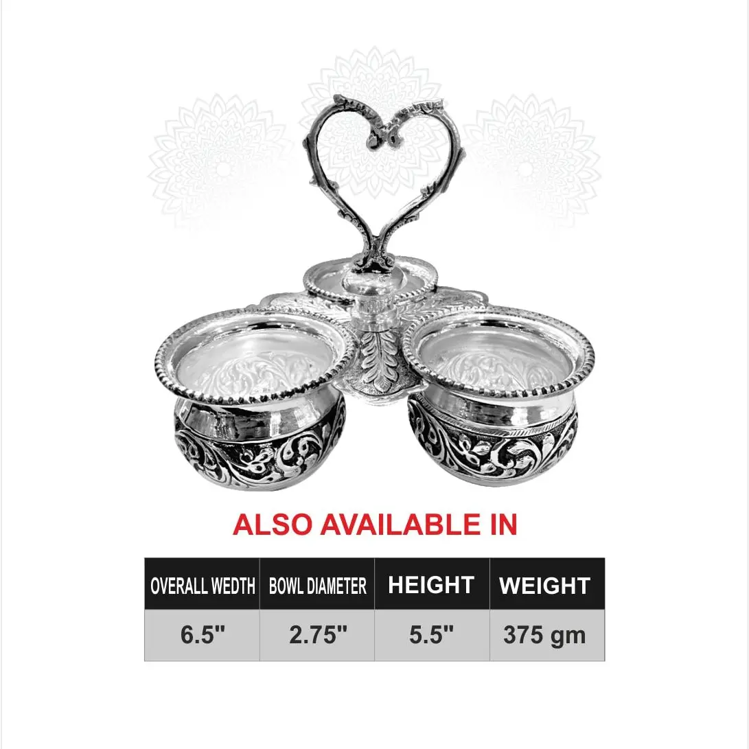3 Bowl Panchpali Heart Silver Idol