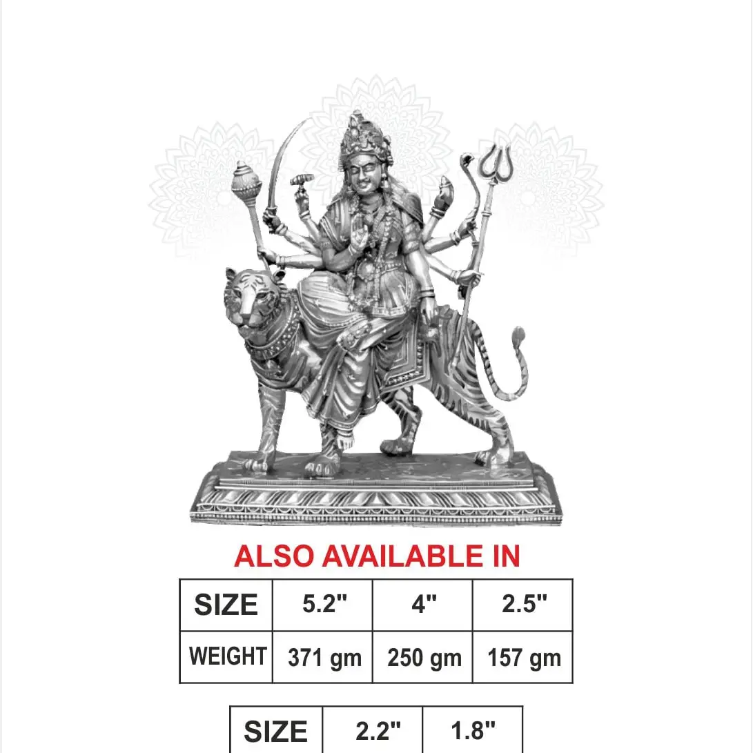 3 D Durga Devi Silver Idol