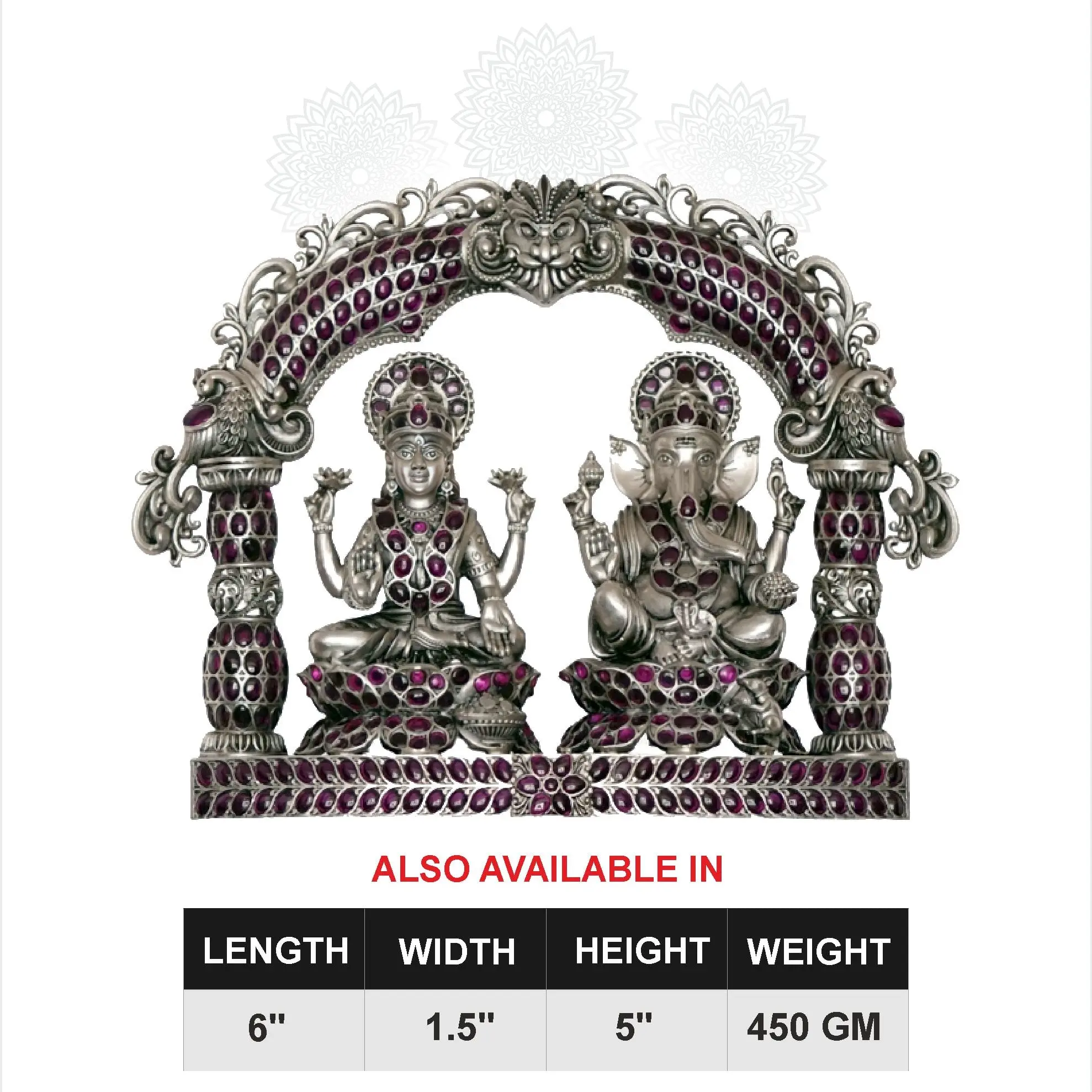 Lotus Lakshmi Ganesh With Arch  Ruby Stone