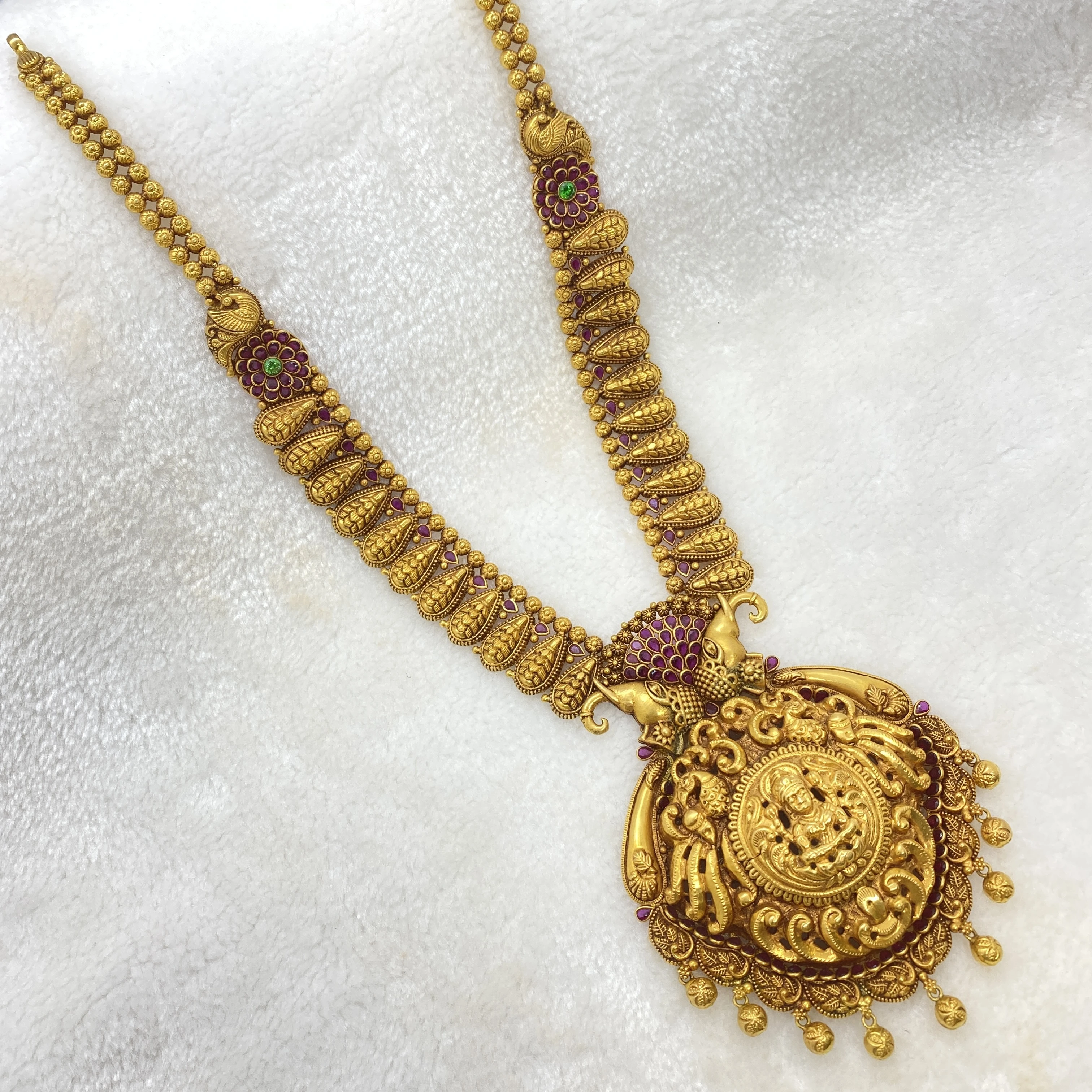Long Black Oxidised Antique Lakshmi Haram Gj0014