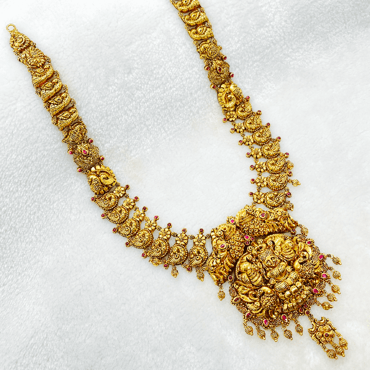 Long Black Oxidise Antique Lakshmi Haram Gj0015