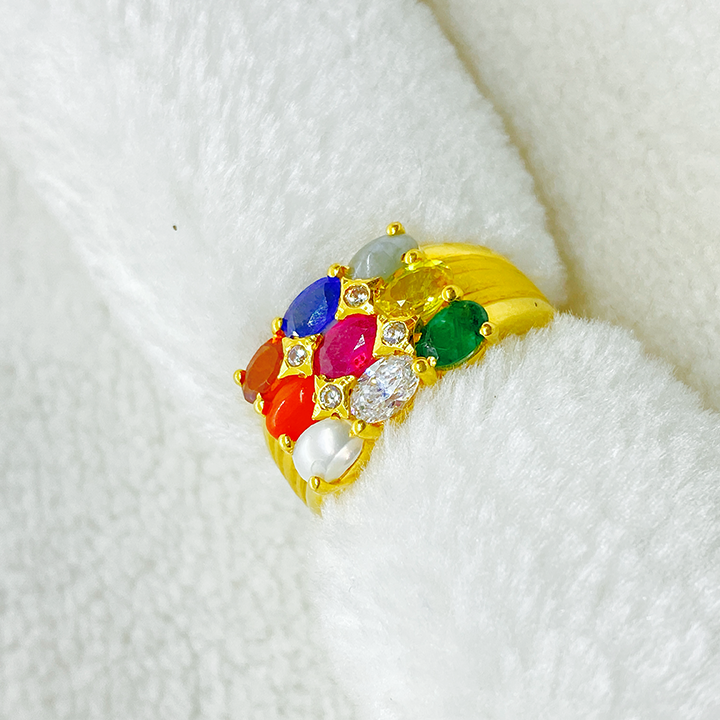 Fancy Navrathna Stone Gents Ring Gj0125