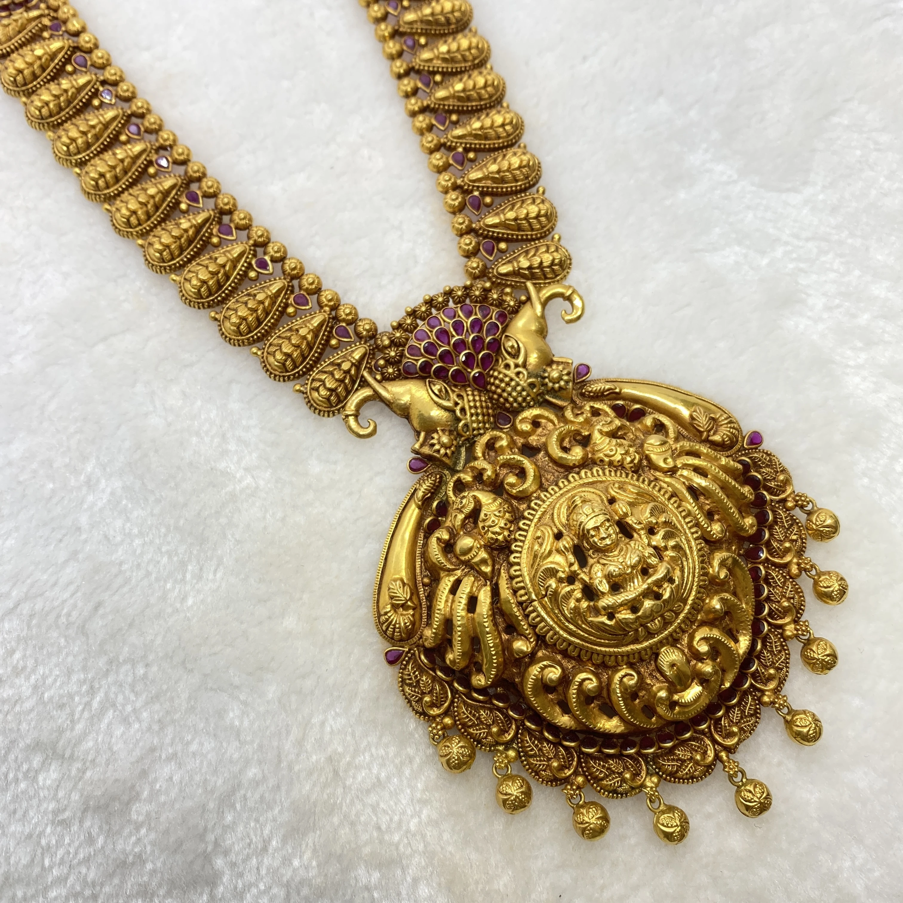 Long Black Oxidised Antique Lakshmi Haram Gj0014