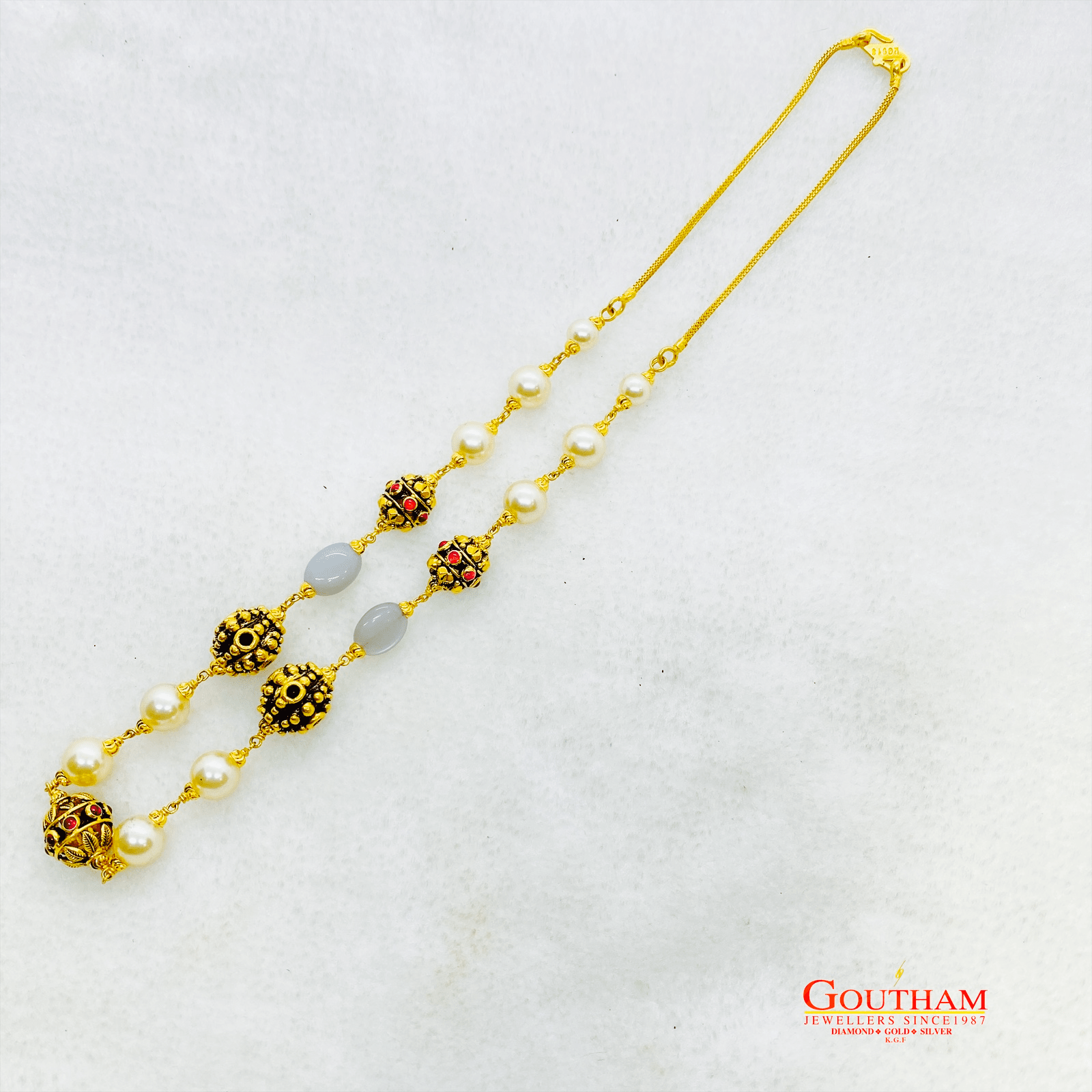 Fancy Ruby Pearl Moonstone Chain Gj0351