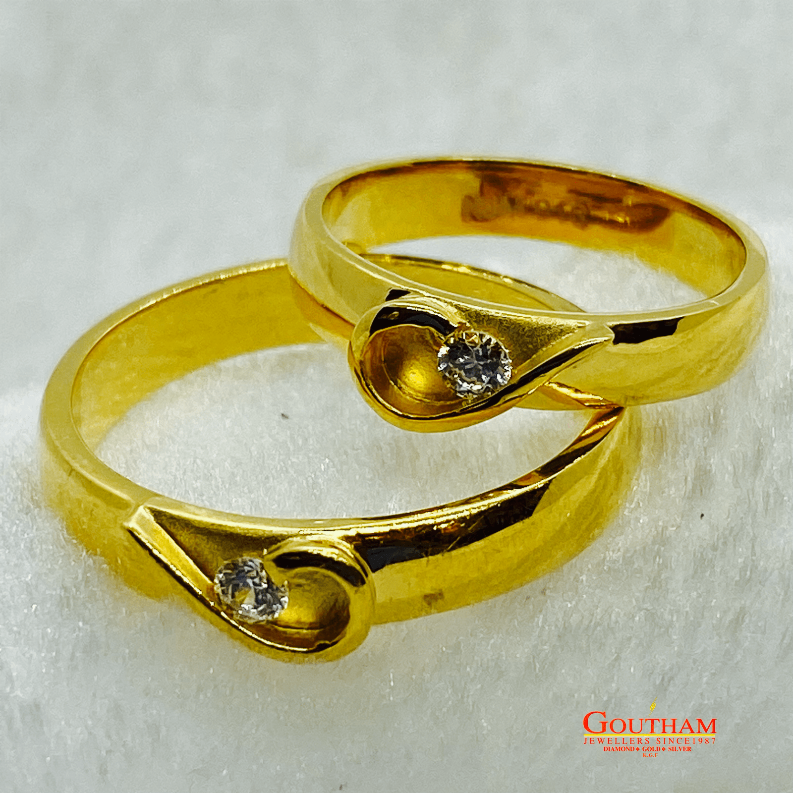 Fancy Heart Casting Couple Ring Gj0247