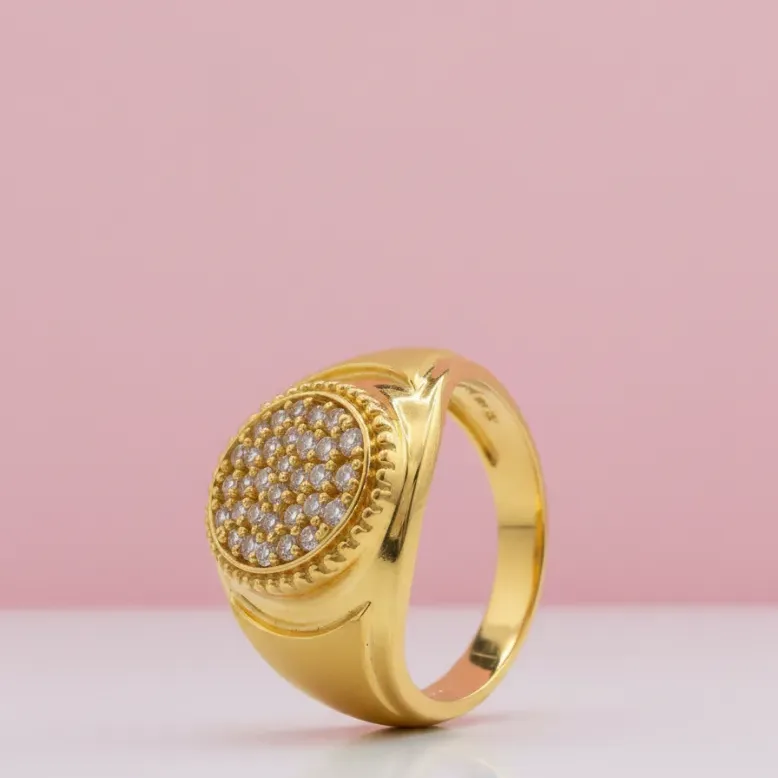Fancy Gents Round Cubic Stone Ring