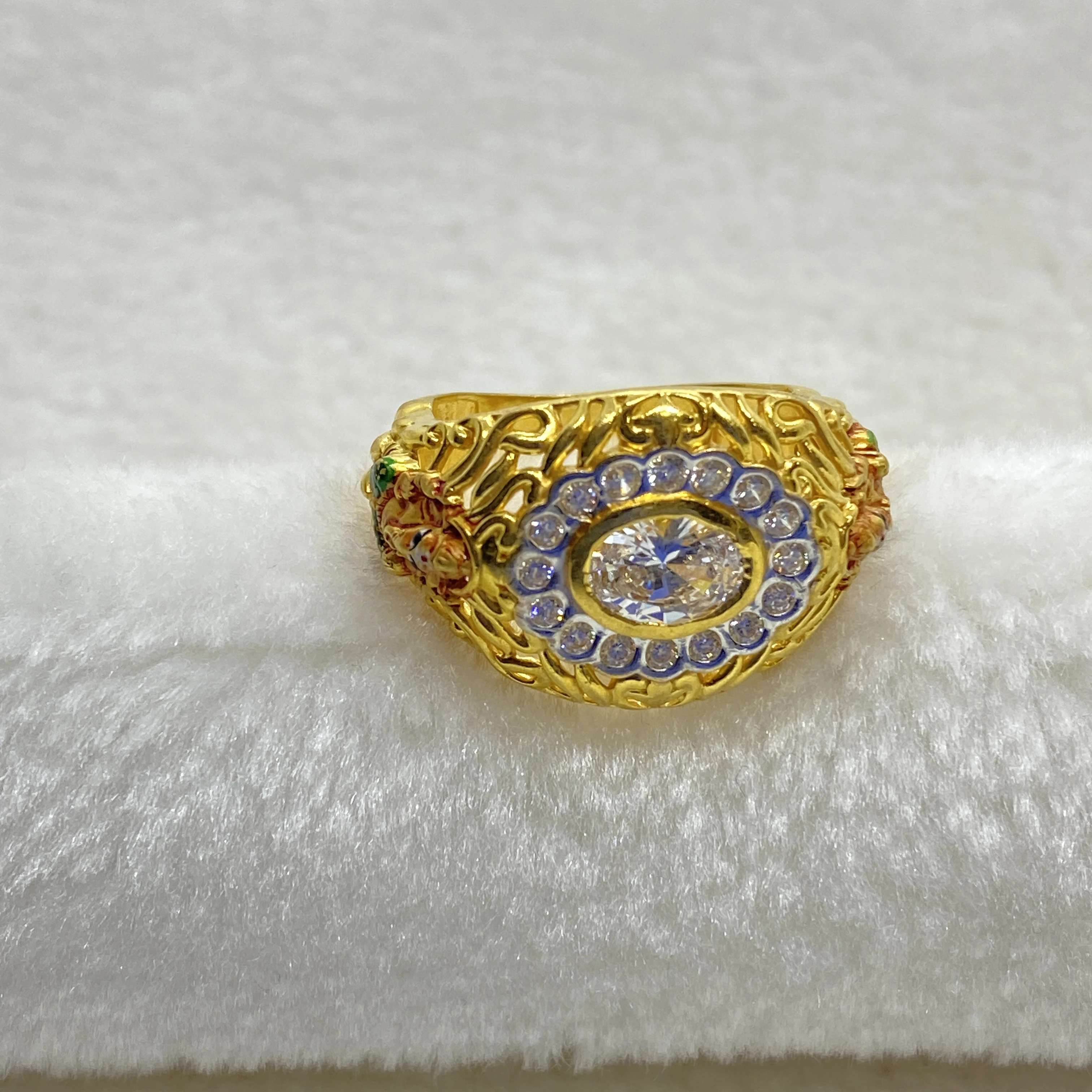 Fancy Ganesha Casting Cz Gents Ring Gj0130