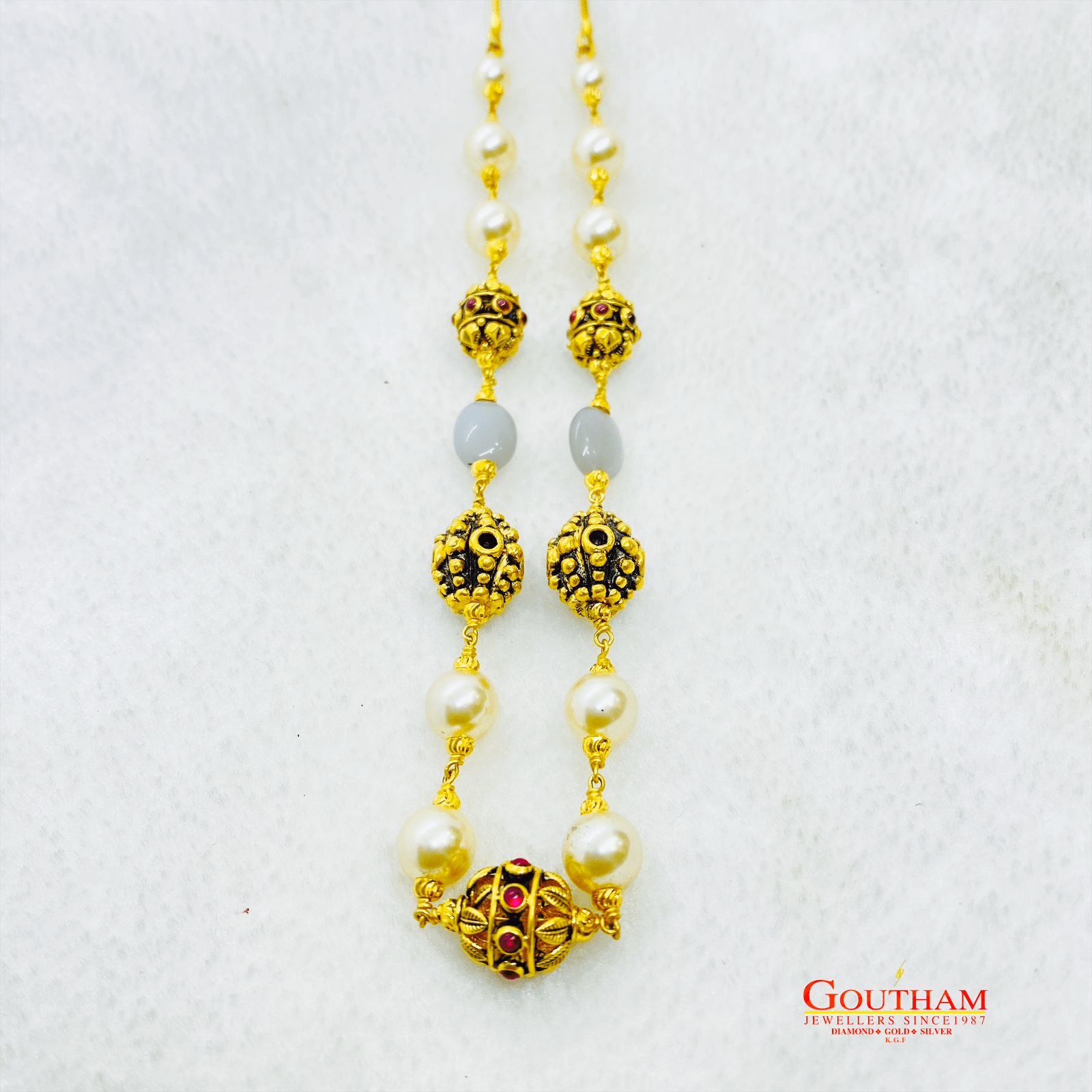 Fancy Ruby Pearl Moonstone Chain Gj0351