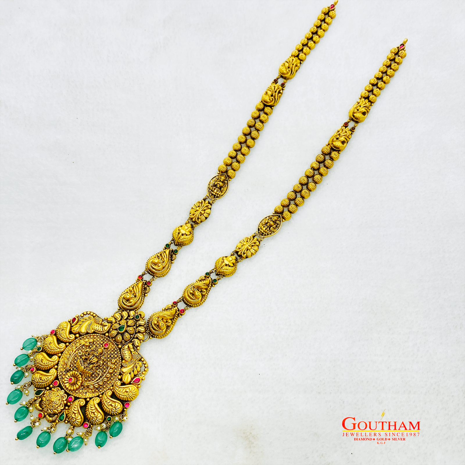 Fancy Antique Emerald Dropping Haaram Gj0347