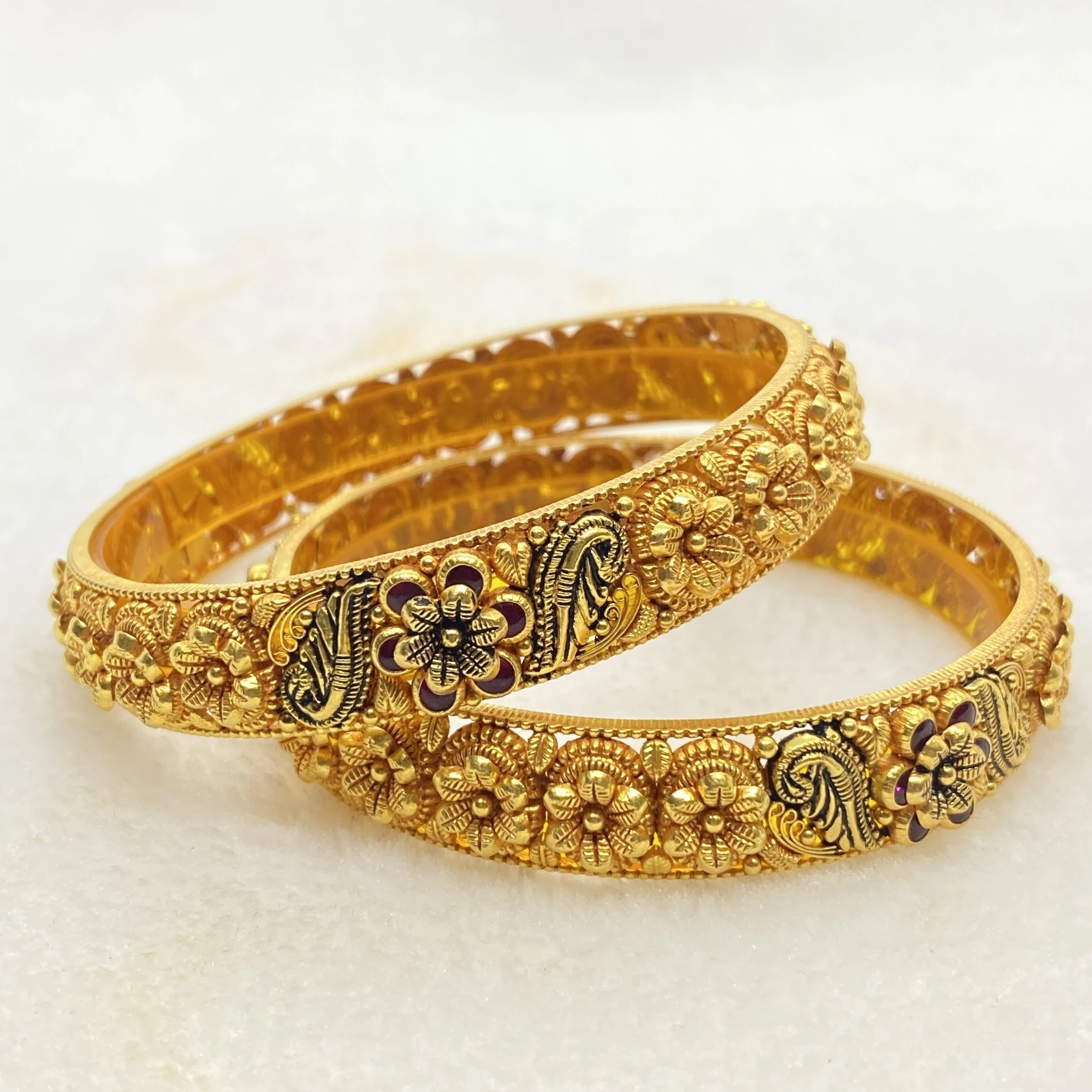 Fancy Oxidised Antique Bangles Gj0039
