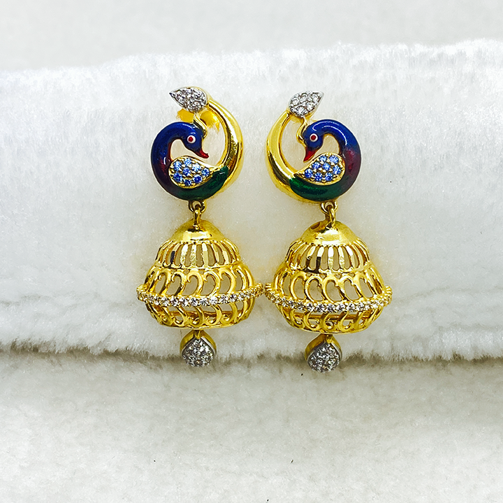 Fancy Astonishing Peacock Design Cz Stone Jumkas Gj0174