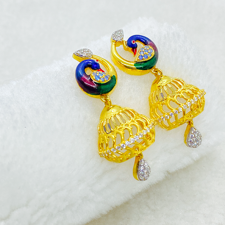 Fancy Astonishing Peacock Design Cz Stone Jumkas Gj0174
