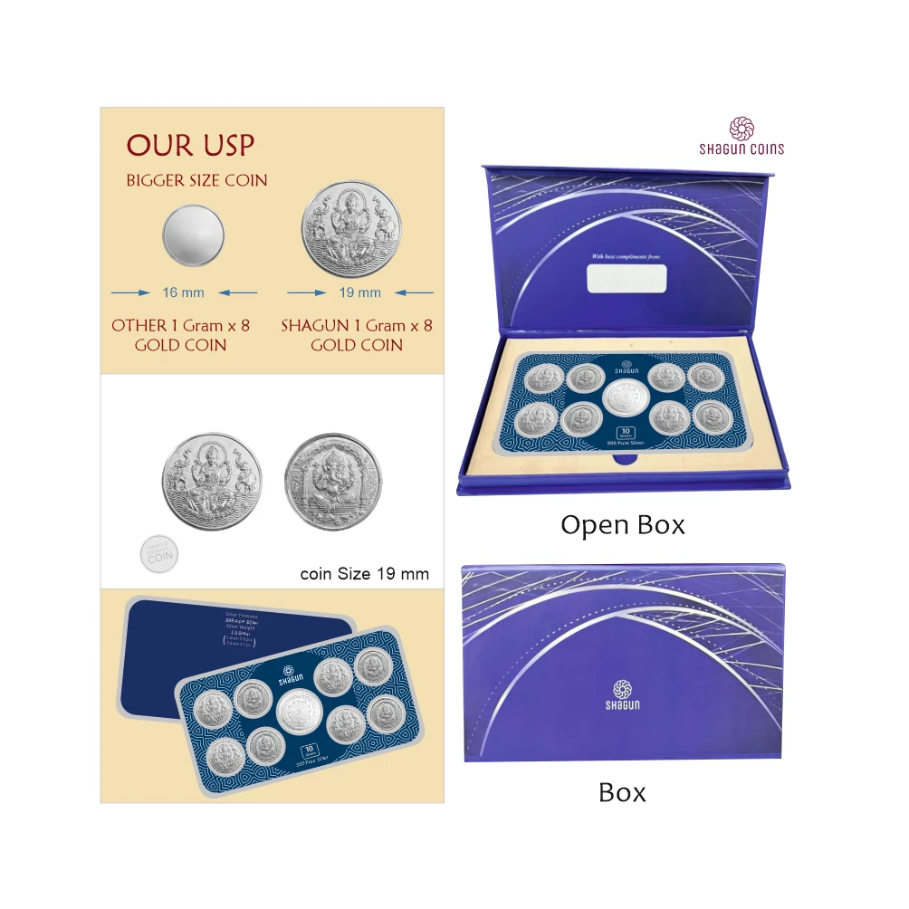 10 GRAM SILVER COIN   SET - 1 X 8  ,1 X2  GRAM - SRIYANTRA