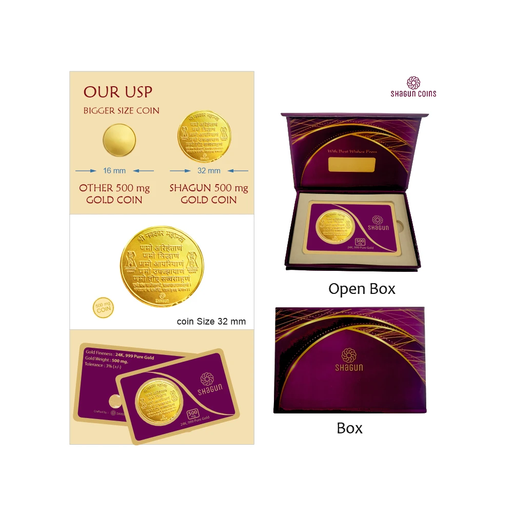 500 mg.  GOLD COIN -  namokar mantra