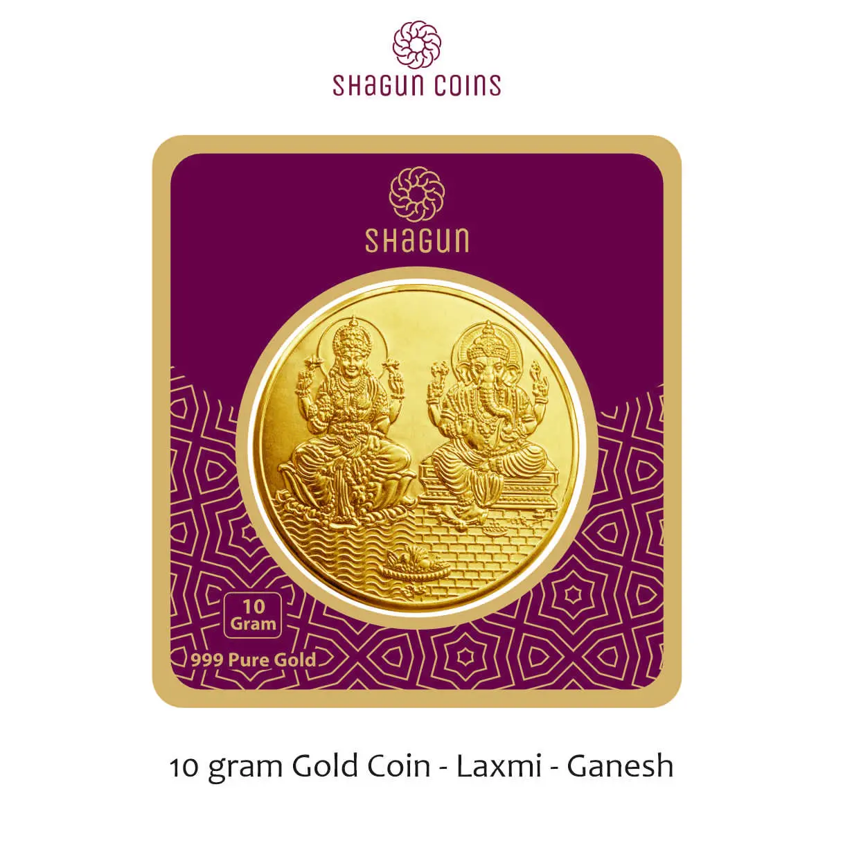 10  GRAM GOLD COIN BIG SIZE 50 MM - LAXMI GANESH
