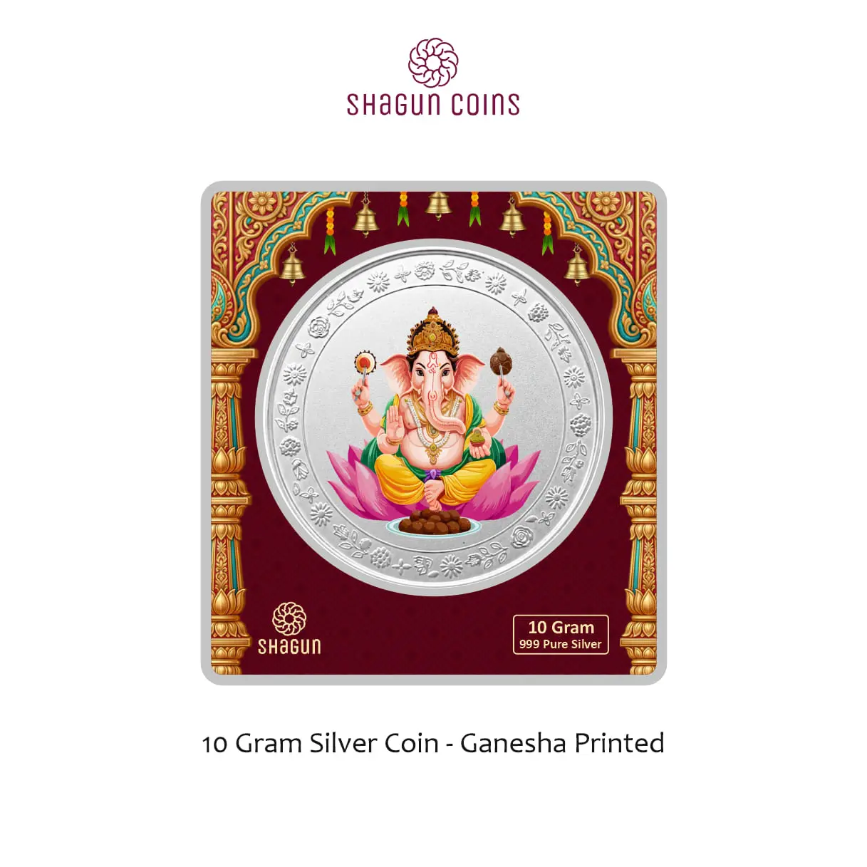 10 GRAM SILVER COIN BIG SIZE PREMIUM - 60MM - ganesh printed