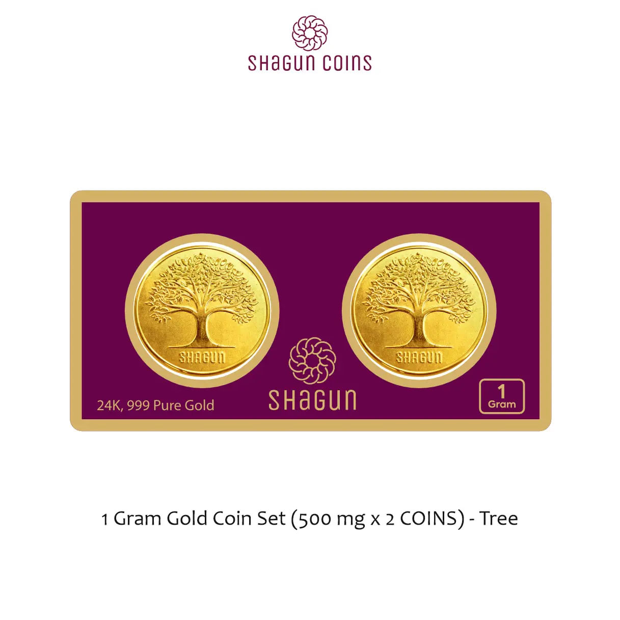 1 GRAM GOLD COIN SET - TREE (500 mg. X 2 COINS)