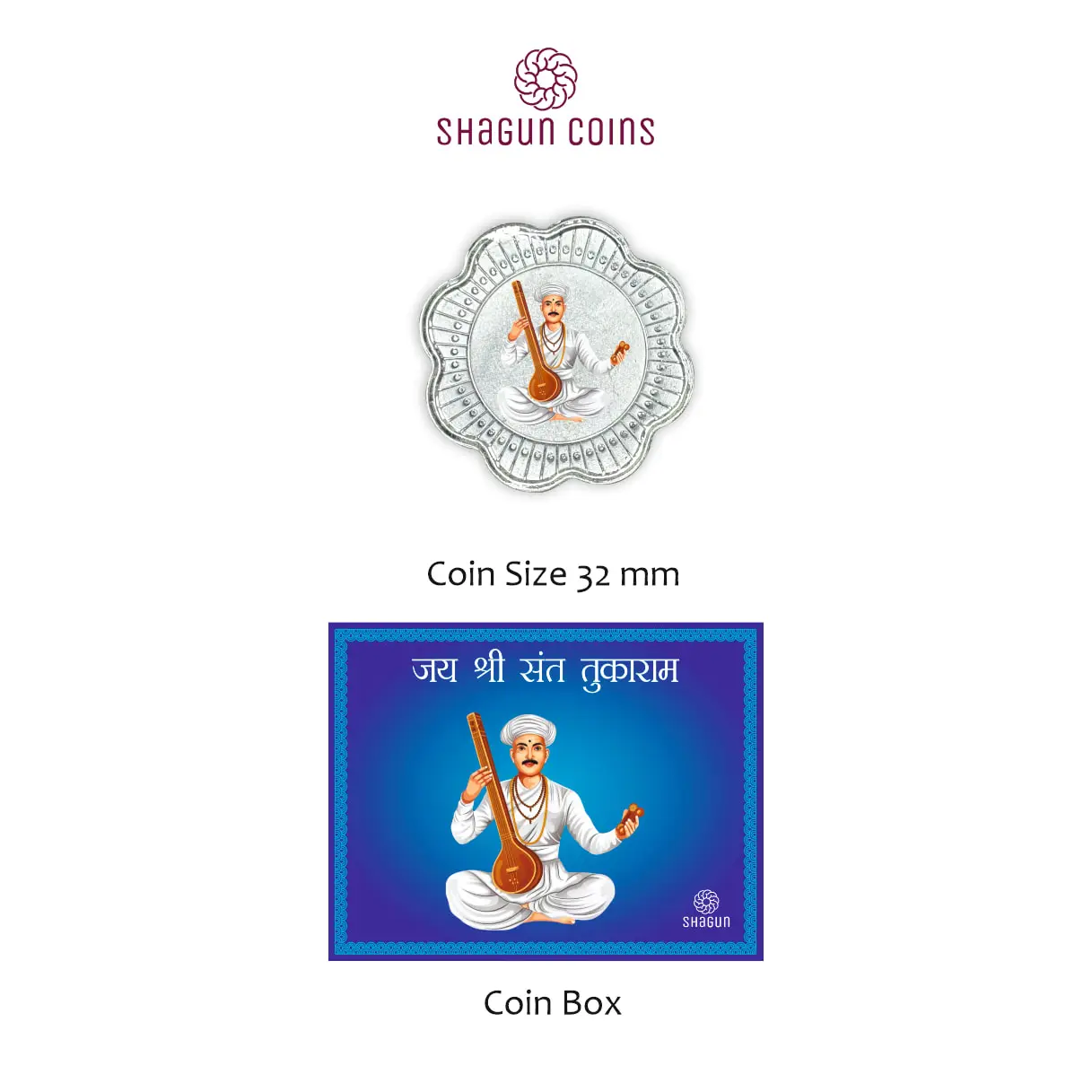 1 GRAM SILVER COIN BOX -   SANT TUKARAM