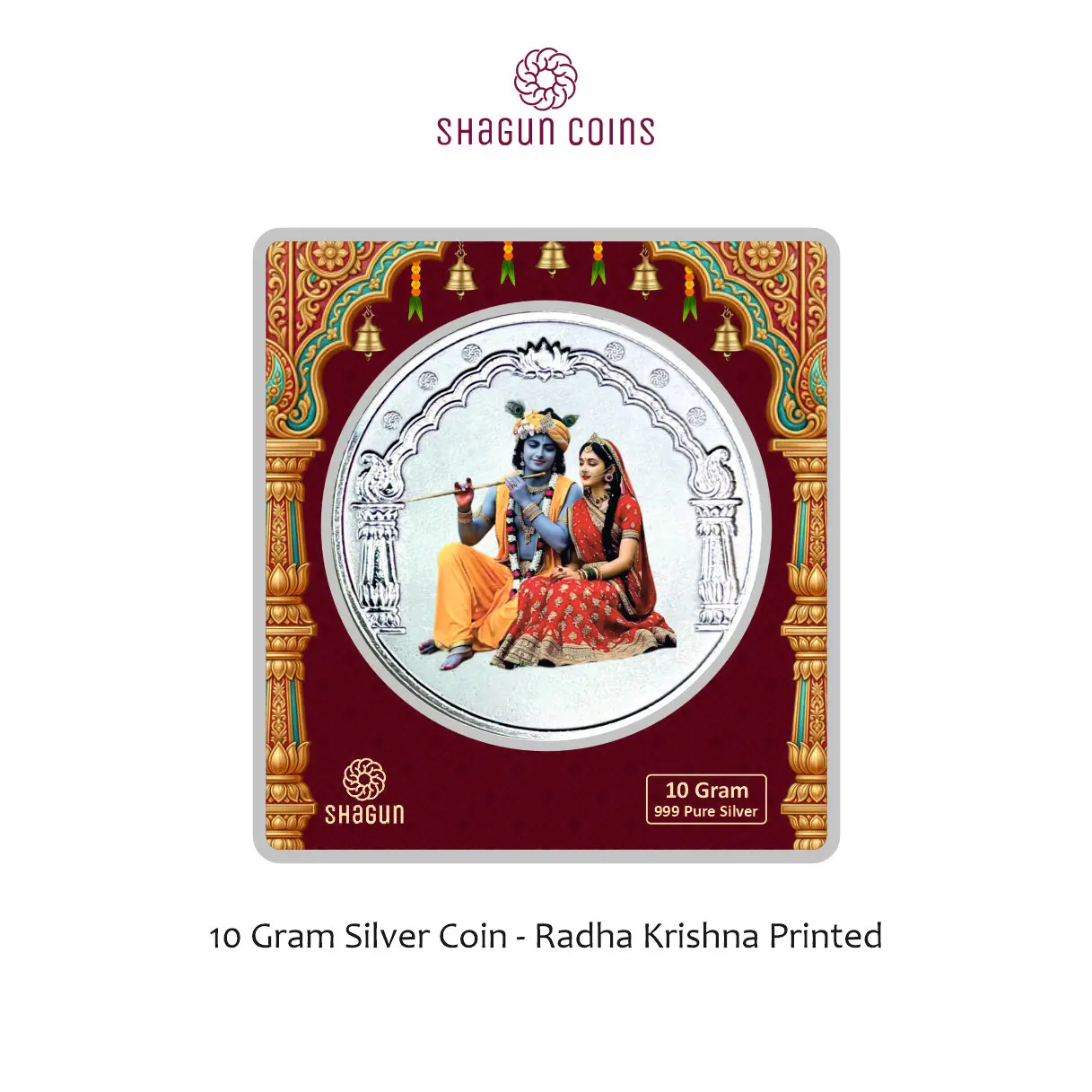 10 GRAM SILVER COIN BIG SIZE PREMIUM - 60MM -Radha krishna printed