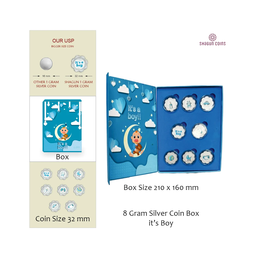 8 GRAM SILVER COIN BOX -  BOY