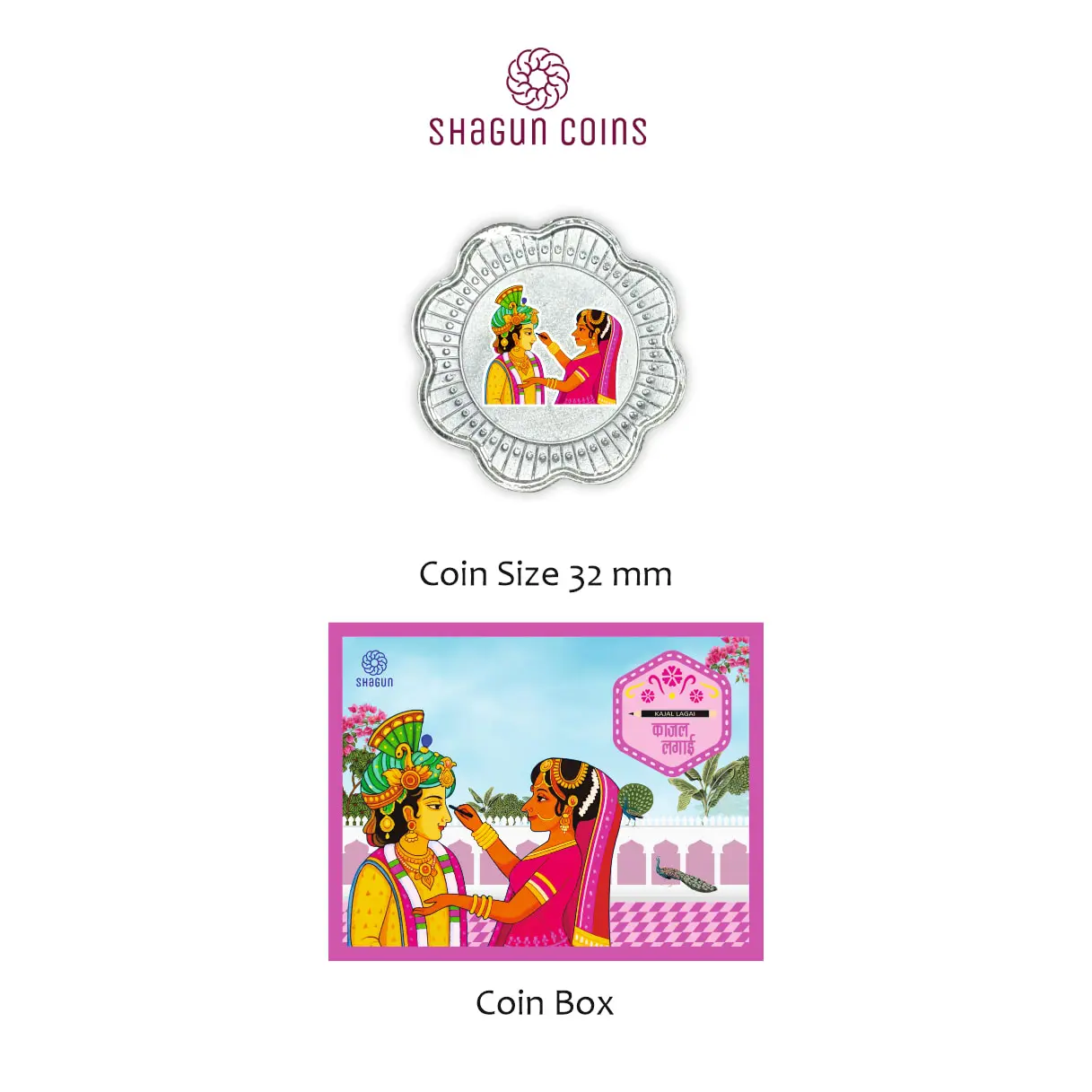 1 GRAM SILVER COIN BOX - KAJAL LAGAI