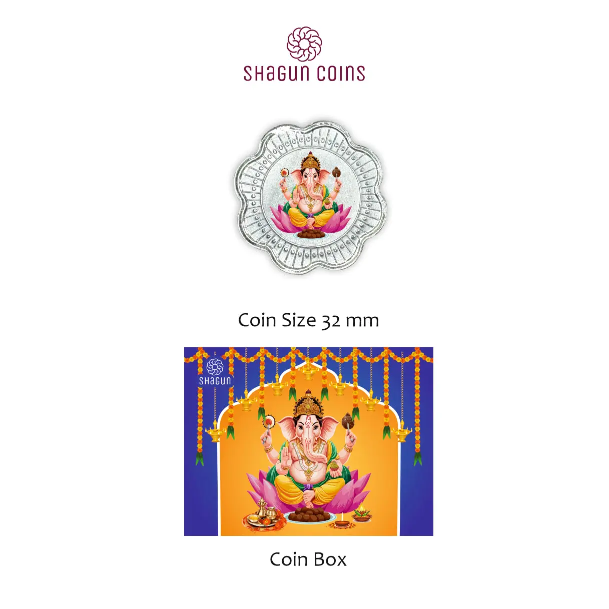 1 GRAM SILVER COIN BOX -  GANESH