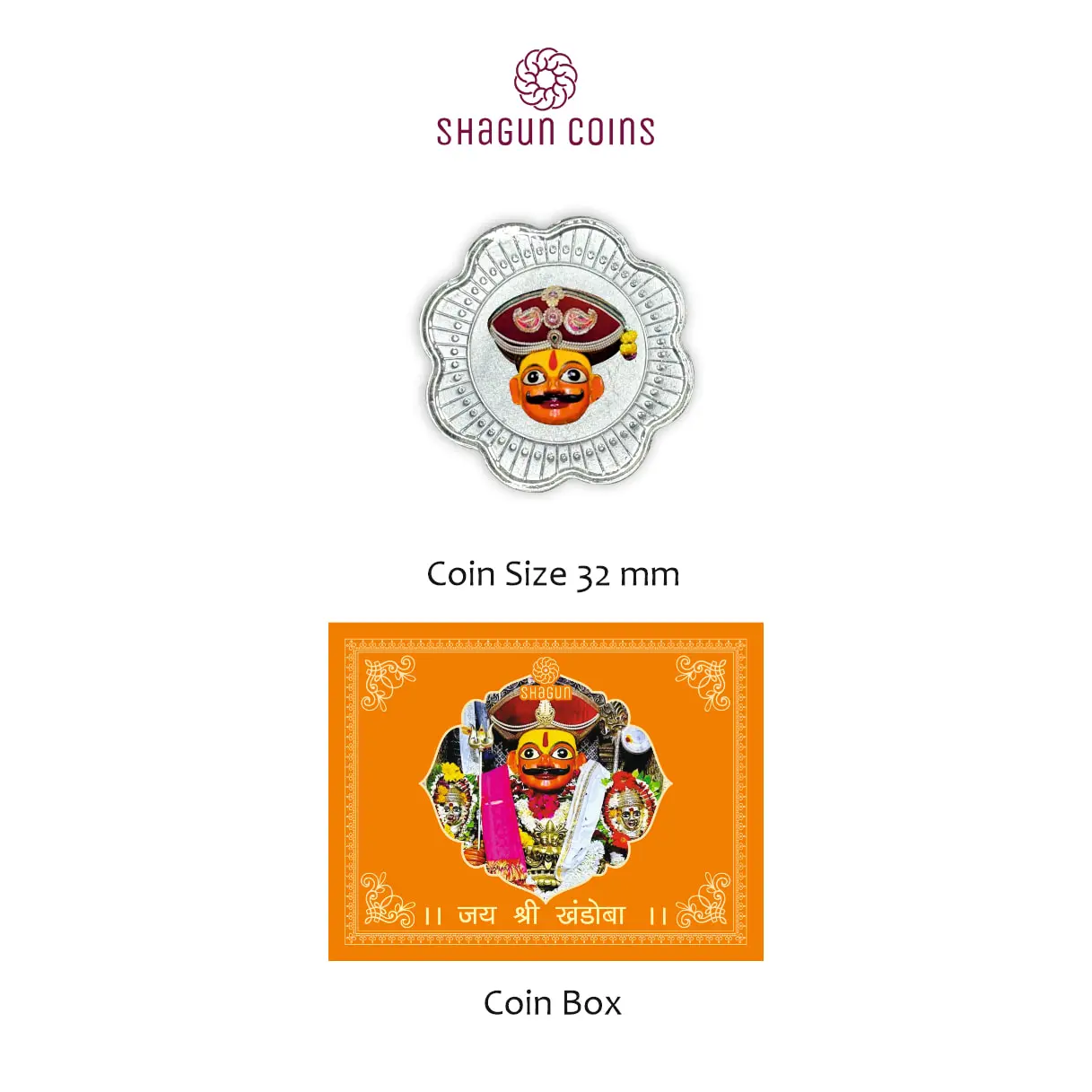 1 GRAM SILVER COIN BOX -  KHANDOBA