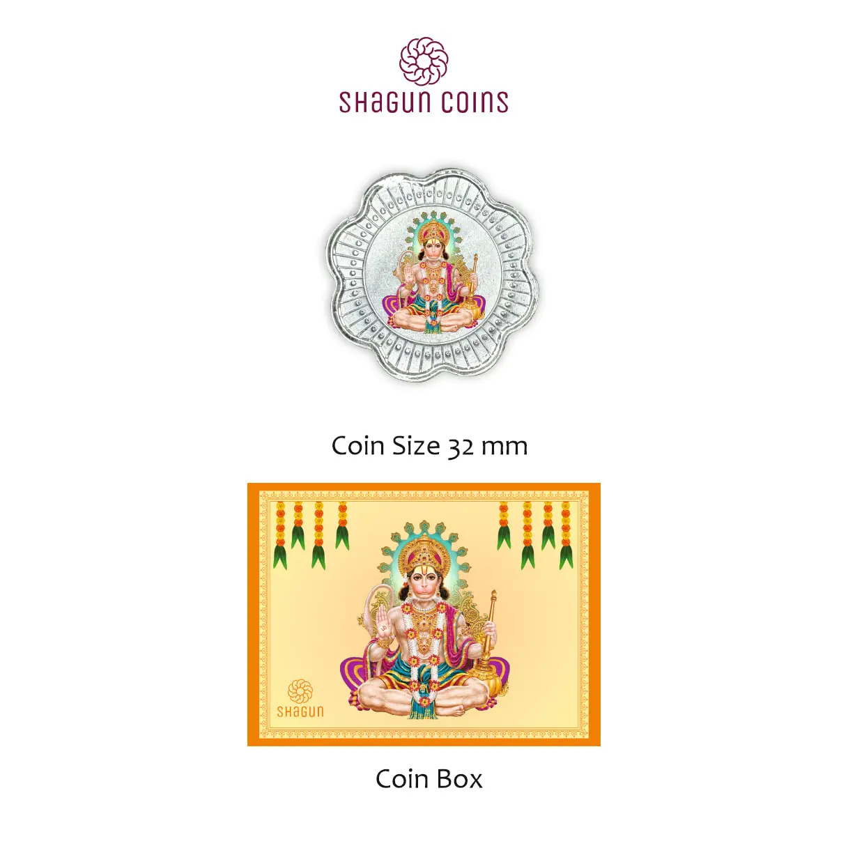 1 GRAM SILVER COIN BOX -  HANUMAN